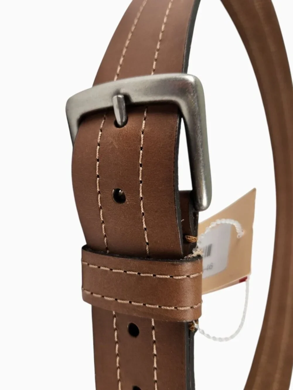 Montauk Leather Co. Brown Leather Belt Made in USA Silver Buckle Size 46 NWT